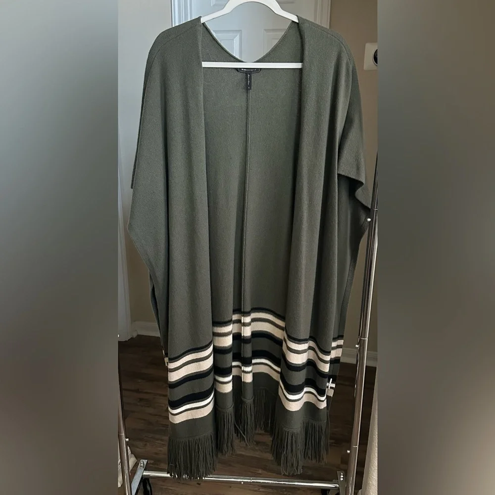 BCBGMaxAzria Wool Blend Fringe Poncho